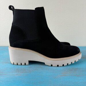Dolce Vita Haddie Chelsea Black Suede Chunky Y2k Retro Boots Size 9